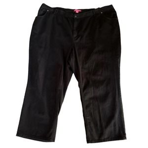 Woman Within Black Jeans Size 30W Petite Straight Leg High Rise Elastic Waist